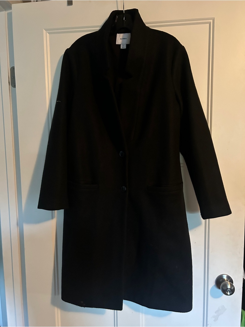 Old Navy Black Single-Breasted Long Pea Coat